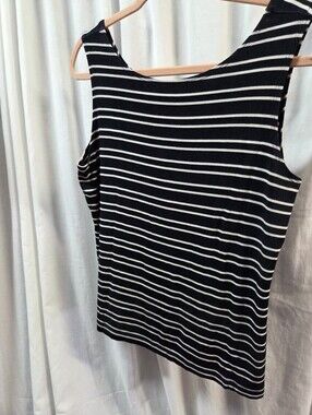 Chico's Black and White Striped Sleeveless Tank